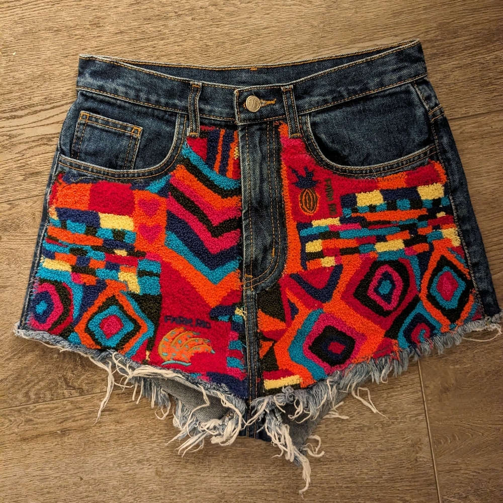 FARM Rio Embroidered Jean Shorts